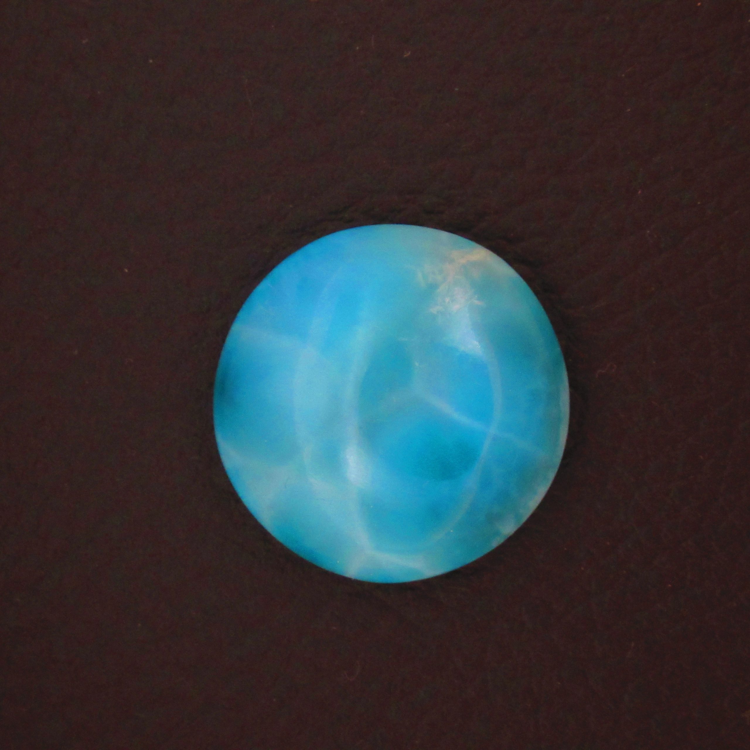 Cabochon de Larimar AAA – Pureté des Caraïbes – Rond polissage artisanal