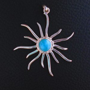 Pendentif Soleil en Larimar AAA – Argent 925