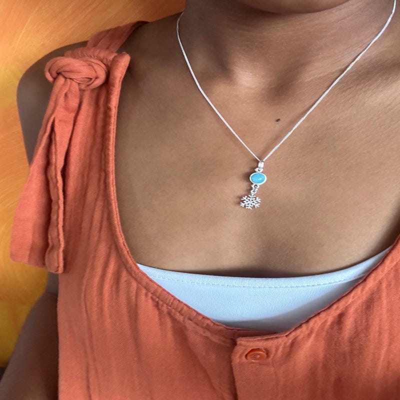 Pendentif Flocon – Larimar AA et Argent 925 – Image 2