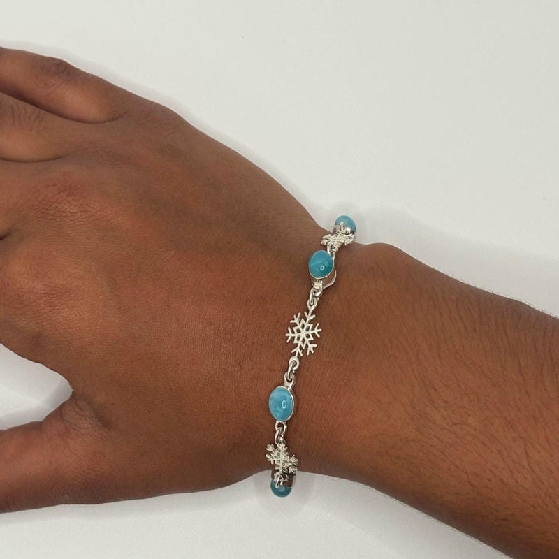 Bracelet Flocon – Larimar AAA et Argent 925 – Image 3