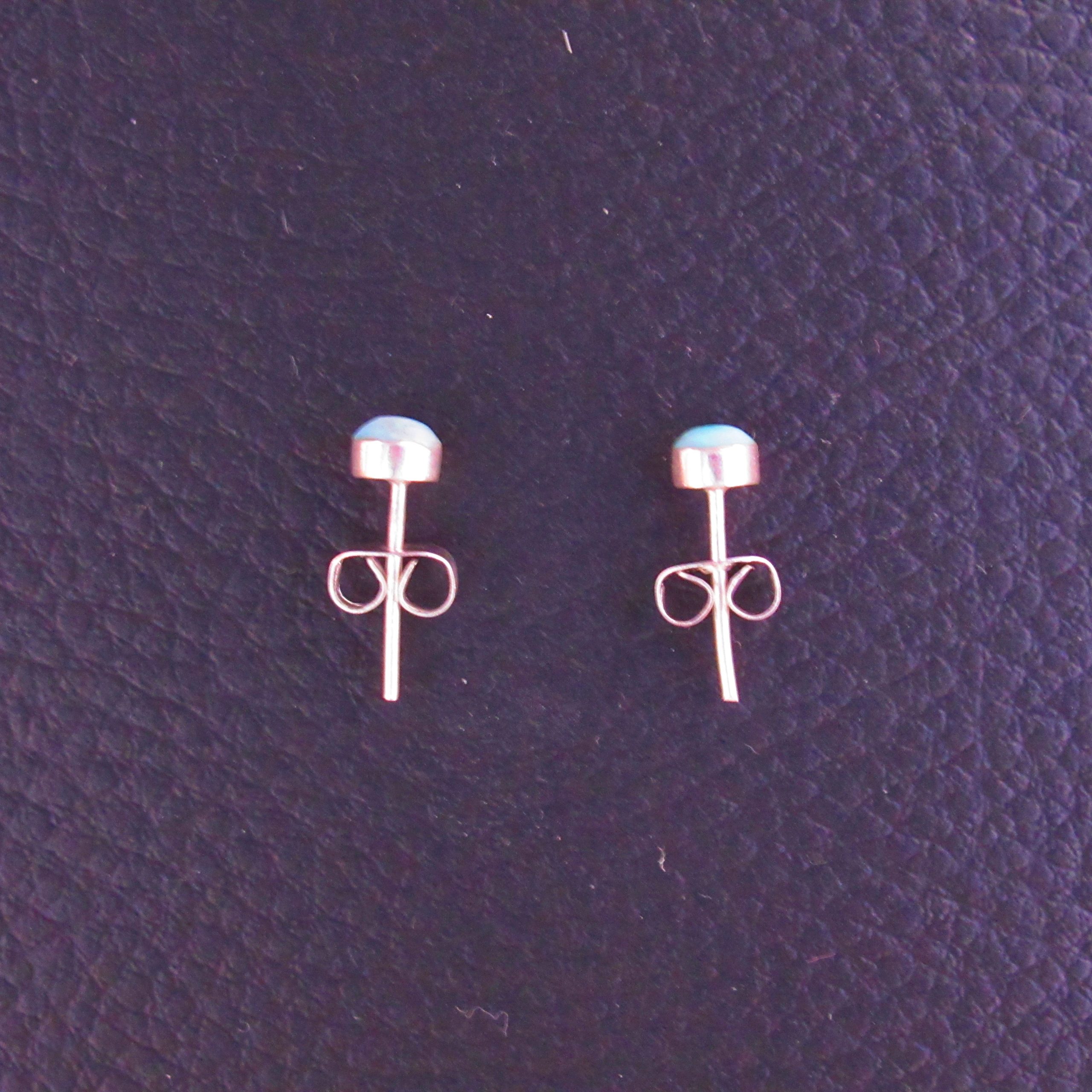 Boucles d’oreilles Puces – Larimar AA et Argent 925
