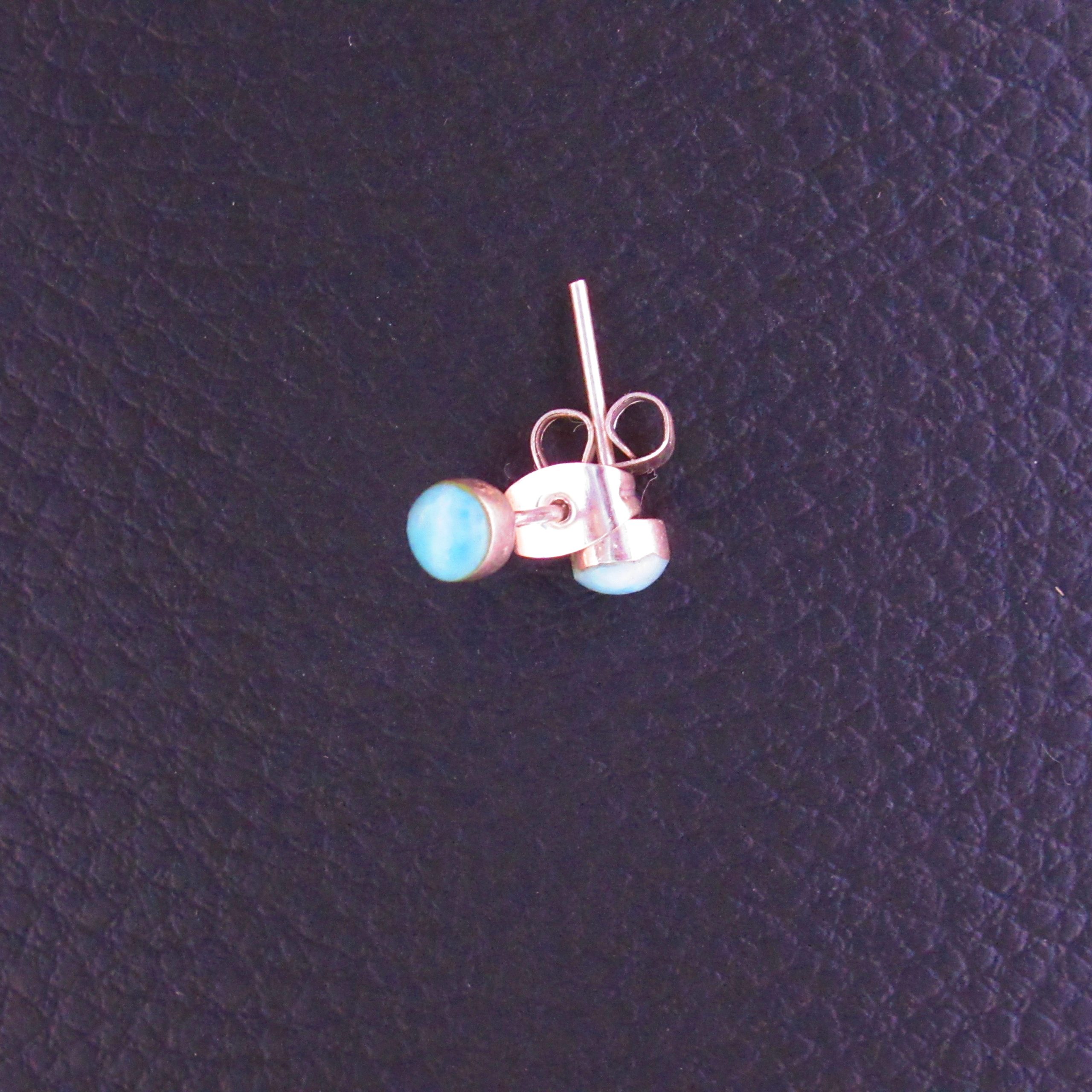 Boucles d’oreilles Puces – Larimar AA et Argent 925 – Image 2