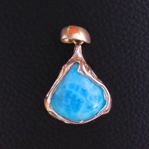 Pendentif Goutte Naturelle – Larimar AAA et Argent 925
