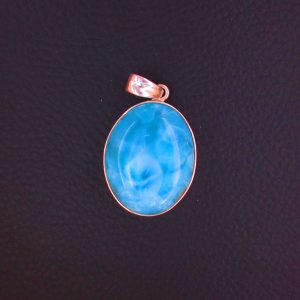 Pendentif Ovale – Larimar AAA et Argent 925 Pièce unique