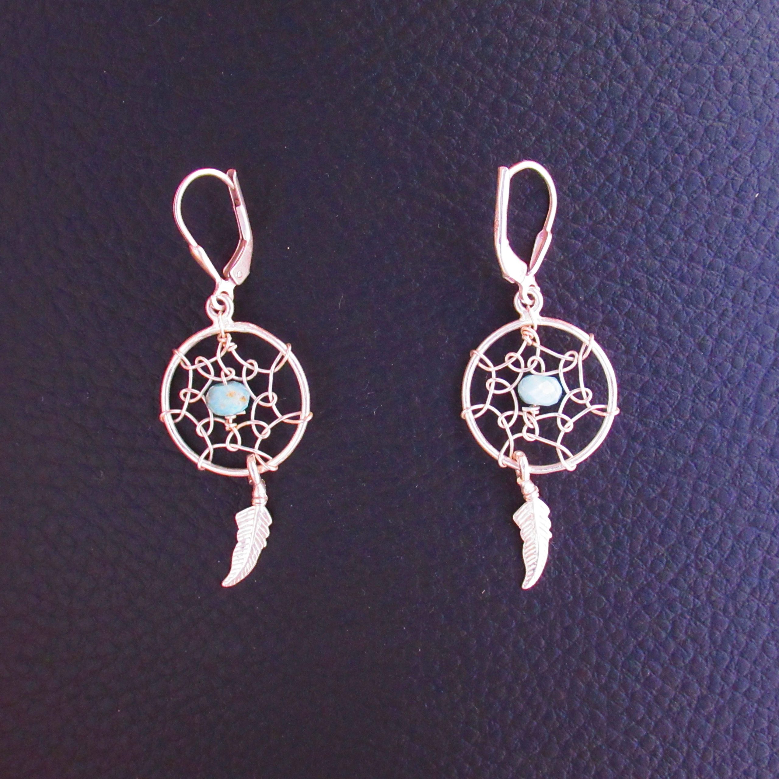 Boucles d’oreilles Attrape-Rêves – Larimar AA et Argent 925