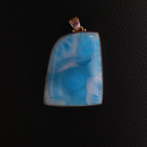 Pendentif Rectangle libre – Larimar AAA et Argent 925