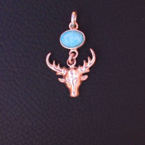 Pendentif Tête de Renne – Larimar AA et Argent 925