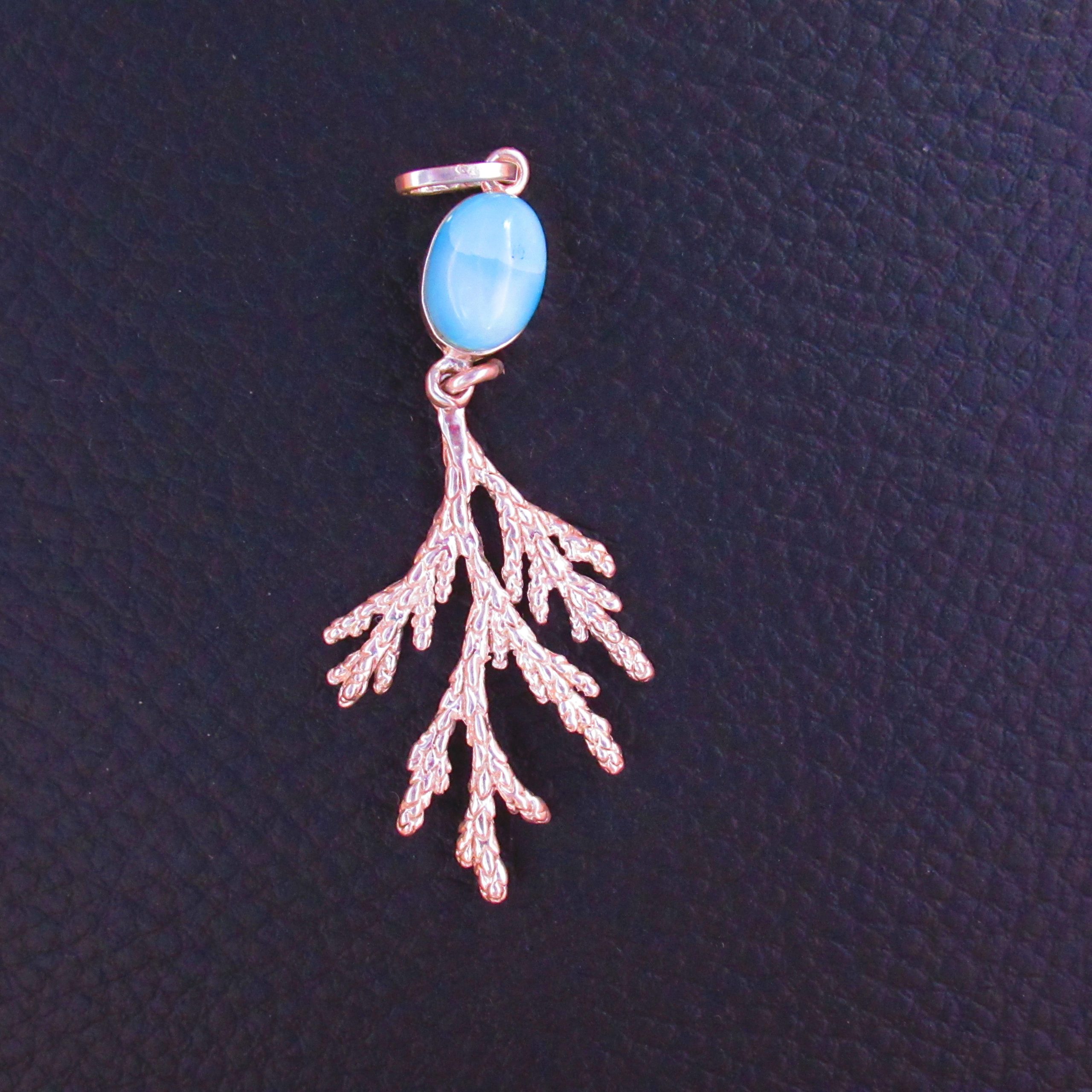 Pendentif Branche de corail – Larimar AA et Argent 925