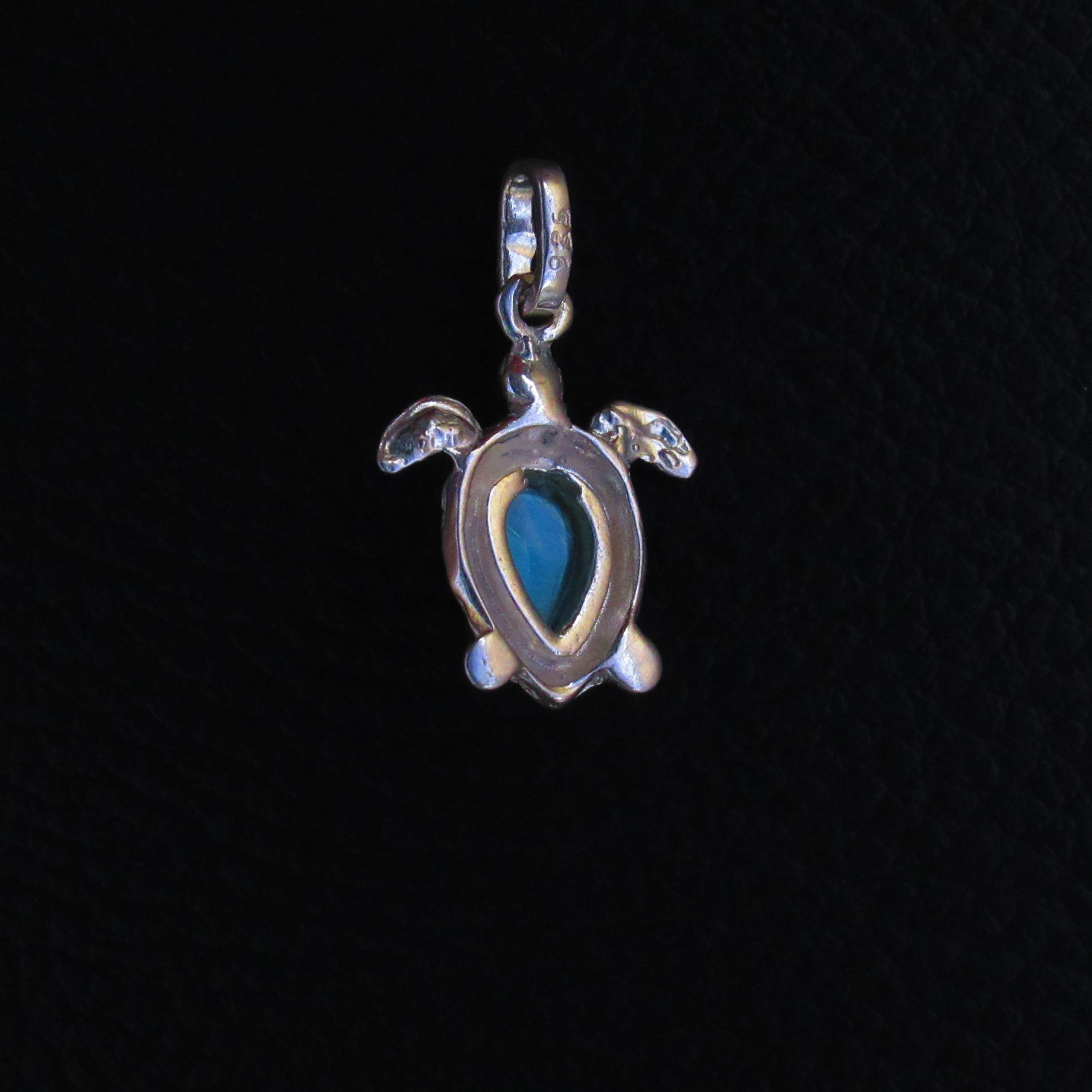 Pendentif Tortue – Larimar AA et Argent 925 – Image 2
