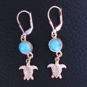 Boucles d’oreilles Tortue – Larimar AA et Argent 925