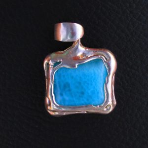 Pendentif Forme Libre – Larimar AA et Argent 925