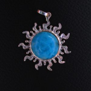 Pendentif Soleil – Larimar AAA et Argent 925