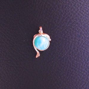 Pendentif Dauphin boule – Larimar AA et Argent 925