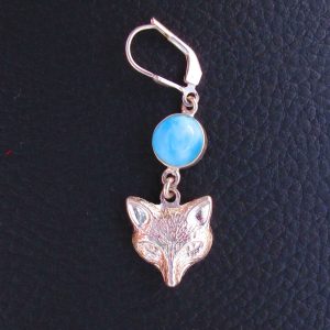Pendentif Tête de Renard – Larimar AA et Argent 925