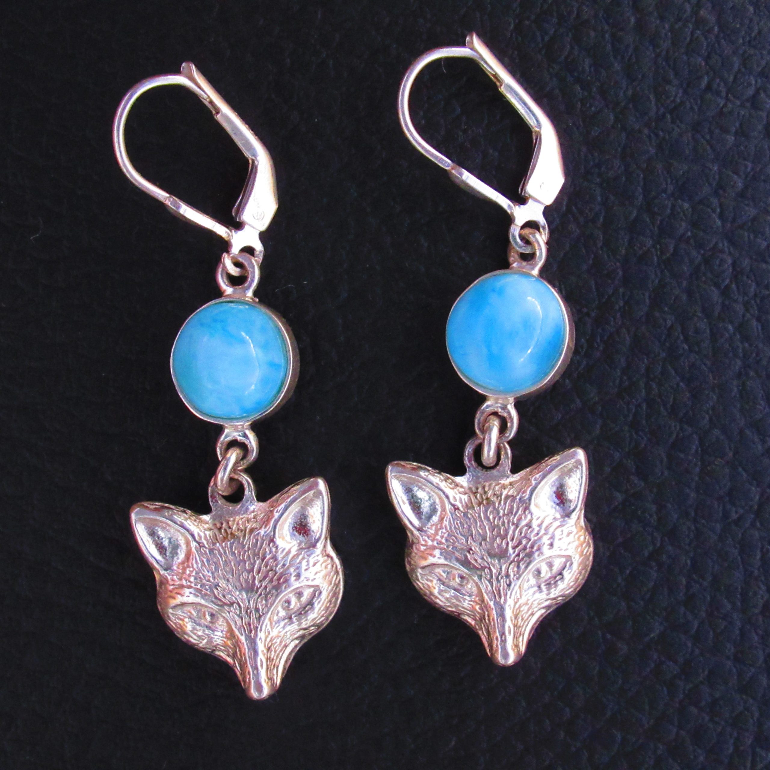 Boucles d’oreilles Renard – Larimar AA et Argent 925