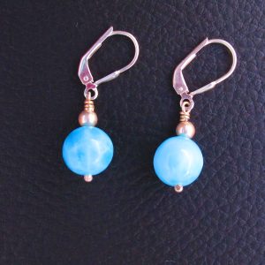 Boucles d’oreilles Perle ronde – Larimar AA et Argent 925