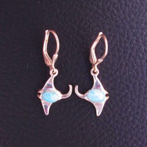 Boucles d’oreilles Raie – Larimar AA et Argent 925