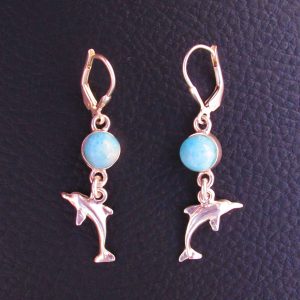 Boucles d’oreilles Dauphin – Larimar AA et Argent 925