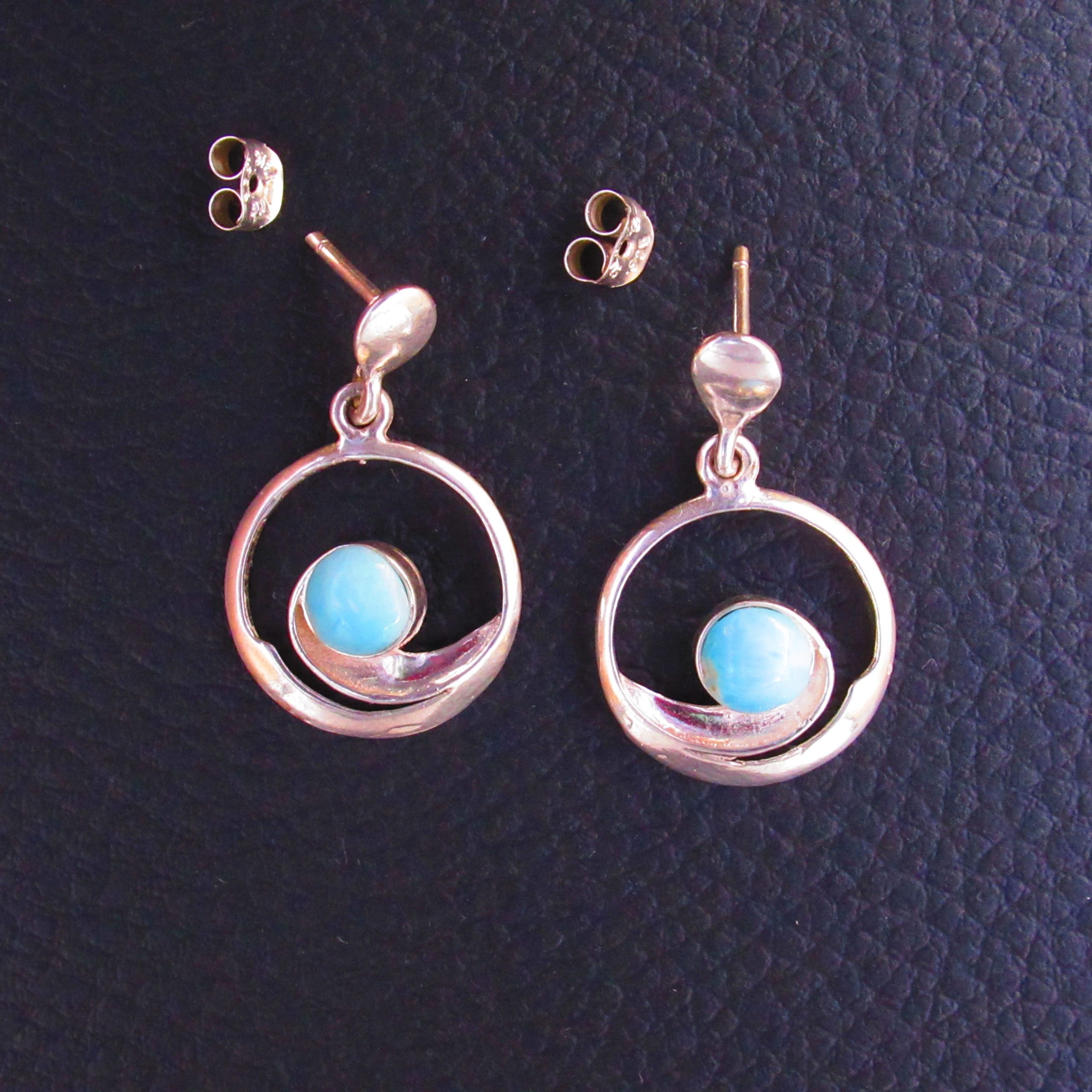 Boucles d’oreilles Vague – Larimar AA et Argent 925