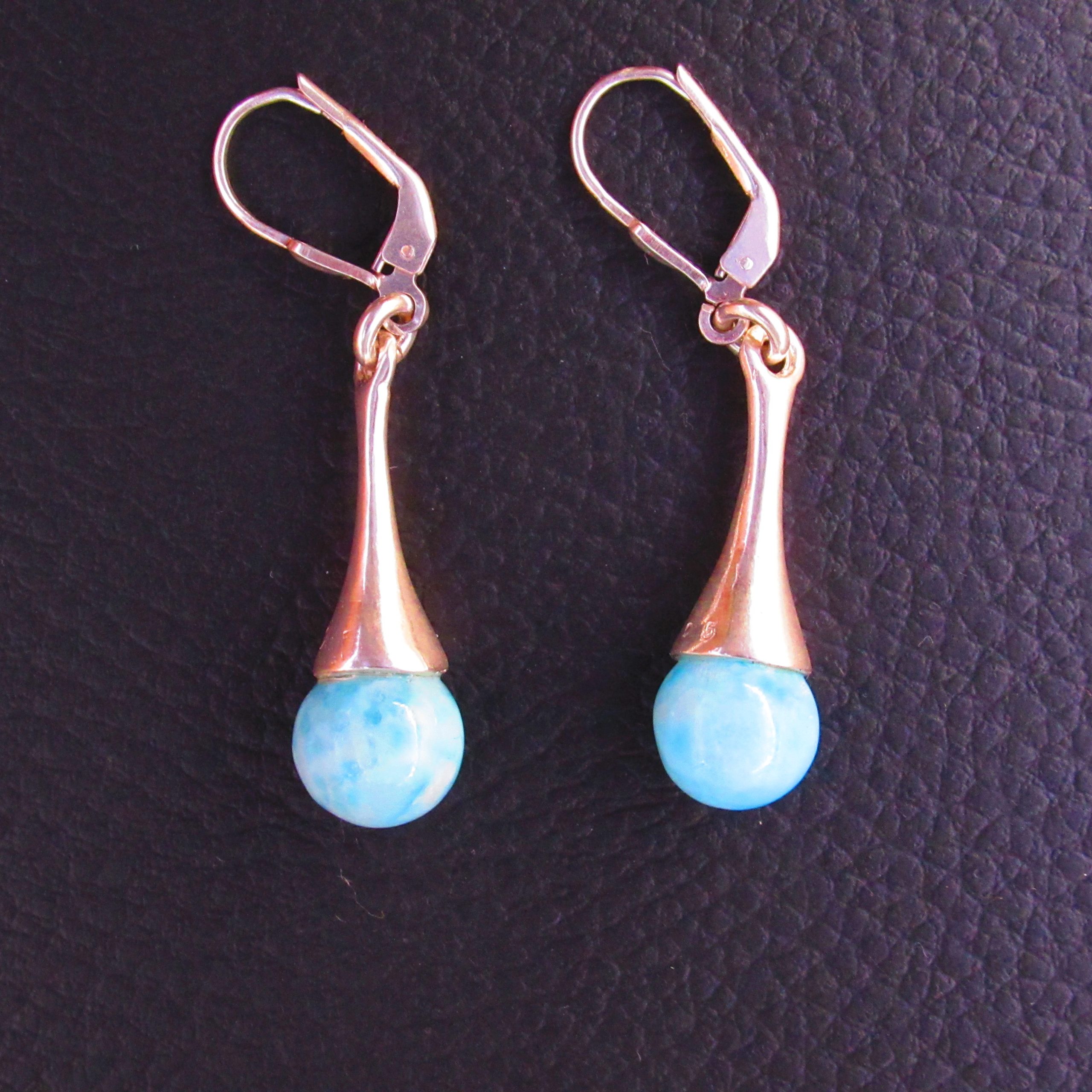 Boucles d’oreilles Goutte – Larimar AA et Argent 925
