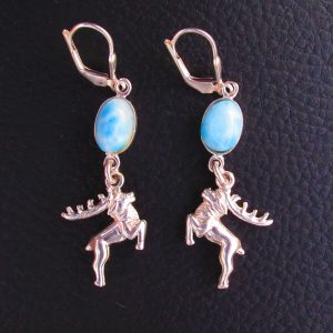 Boucles d’oreilles Renne – Larimar AA et Argent 925