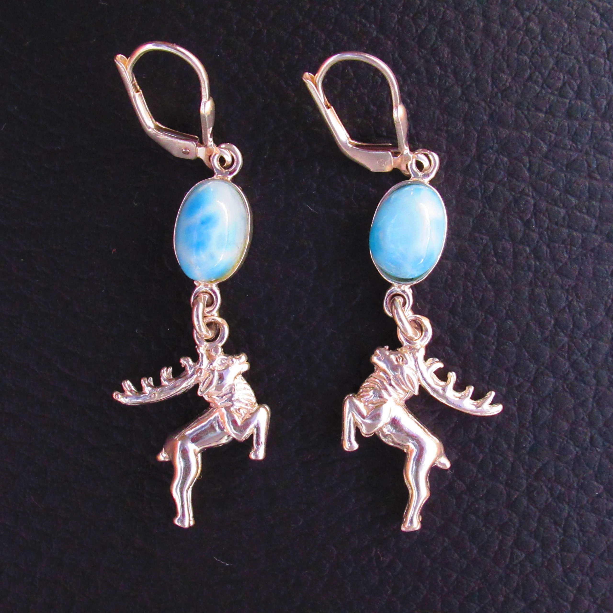 Boucles d’oreilles Renne – Larimar AA et Argent 925