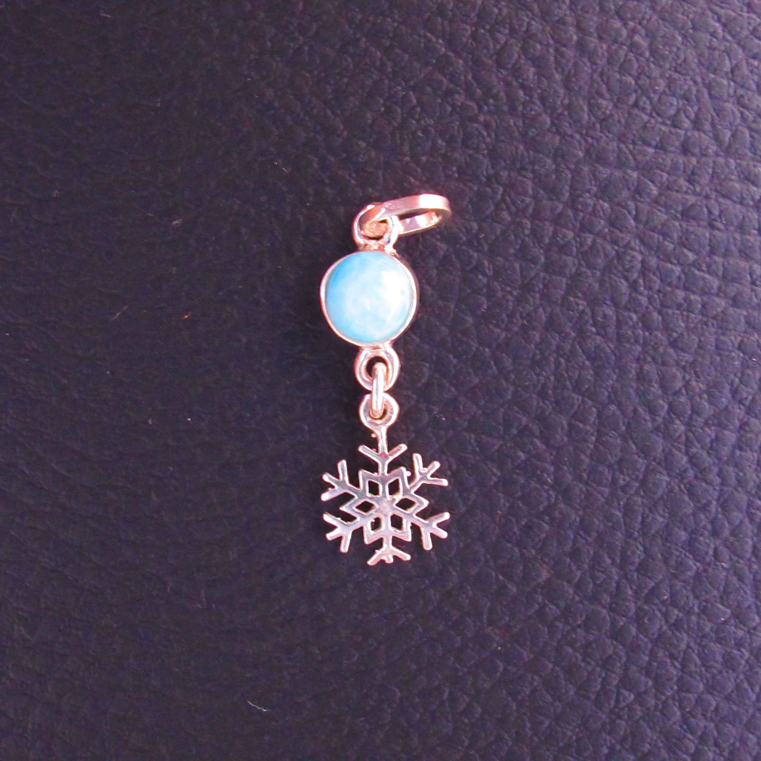 Pendentif Flocon – Larimar AA et Argent 925