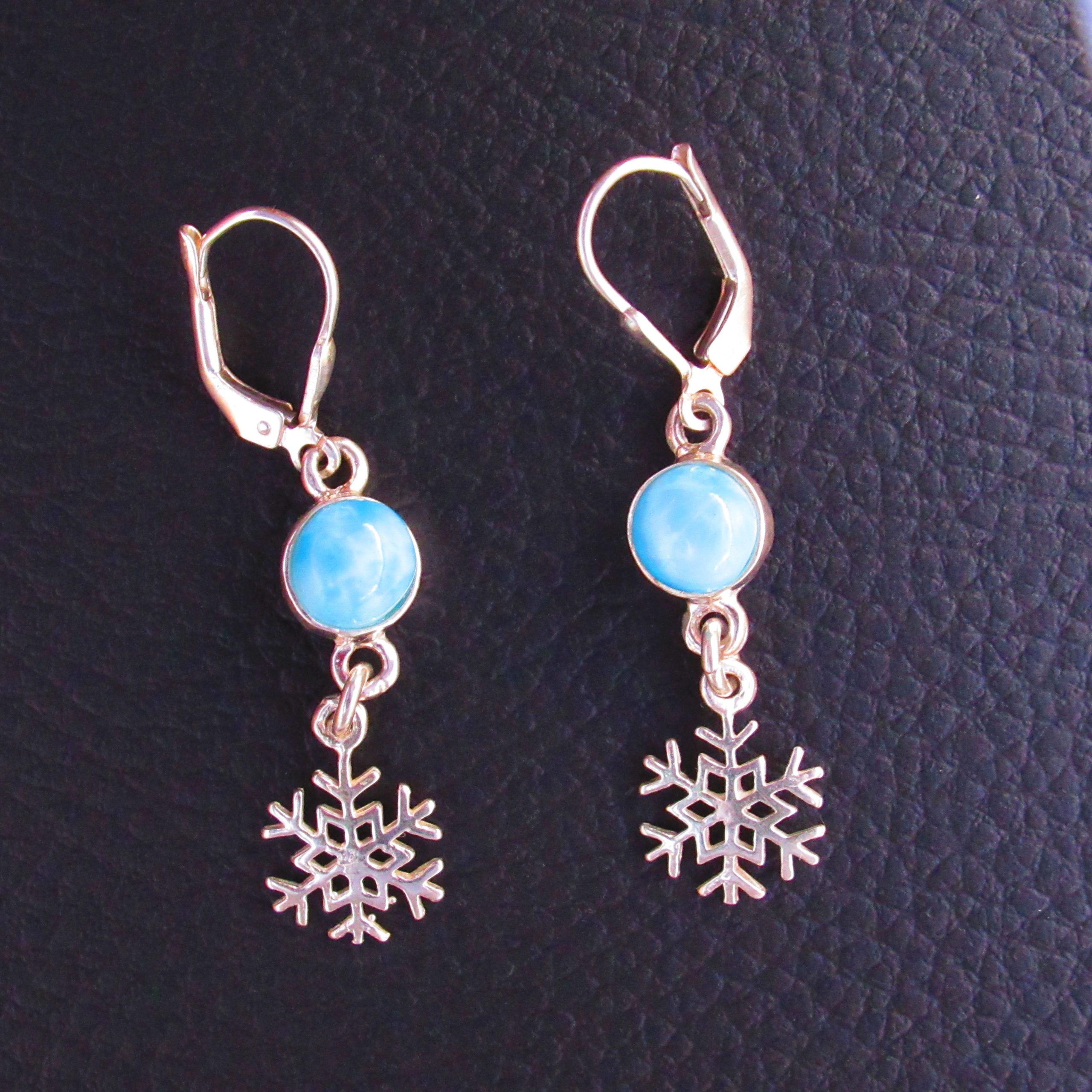 Boucles d’oreilles Flocon – Larimar AA et Argent 925