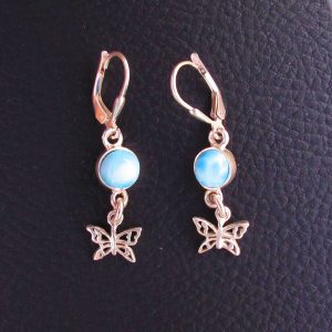 Boucles d’oreilles Papillon  Larimar AA et Argent 925