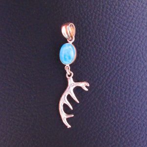 Pendentif Bois de renne – Larimar AAA et Argent 925
