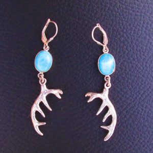 Boucles d’oreilles Bois de Rennes – Larimar AA et Argent 925